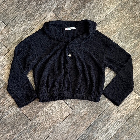 Free People Tops - Free People Black Cropped Hoodie